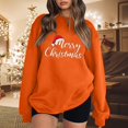 thumbnail image 3 of Gibobby Sudaderas para mujer Suéter suelto con estampado de color sólido para mujer, con mangas en los hombros y sin sombrero(Naranja,M), 3 of 4