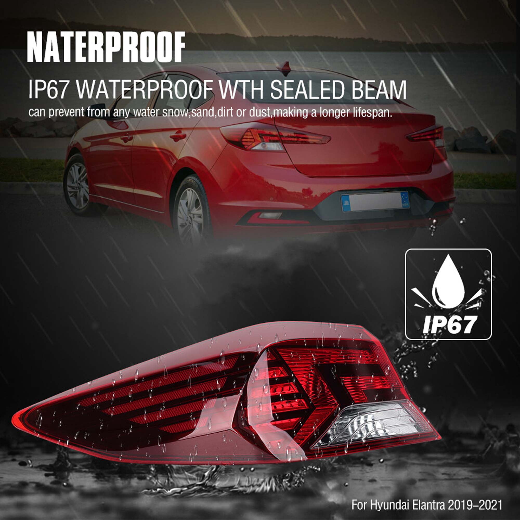 MZORANGE For 2019-2020 Hyundai Elantra Tail Light Outer Rear Lamp Brake Stop Left Side