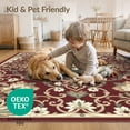 thumbnail image 4 of ODIKA 6'x9' Washable Area Rug Non-Slip, Chair-Friendly, Oriental Medallion With Distressed Floral Scroll Border Boho Flowing Dynamic for Dining Room, Under Table, Office Décor, 4 of 7