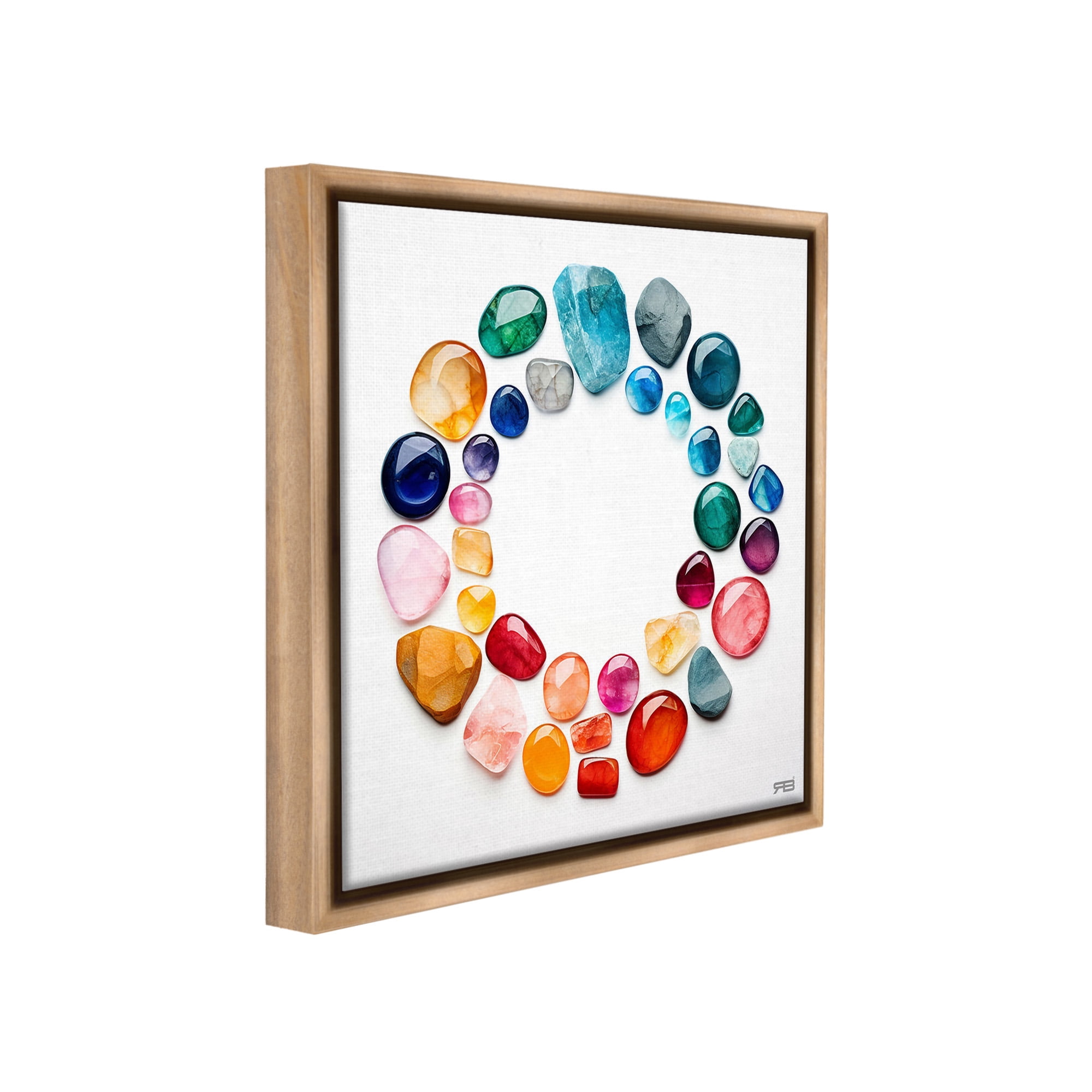 Stupell Industries Gradient Gemstones in Circle Landscape Painting Brown Floater Framed Canvas Art Print Wall Art, 25 x 25