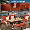 thumbnail image 6 of MEISSALIVVE 8 Pieces Patio Furniture Set with Swivel Rocking Chairs, Patio Conversation Set with Dining Table, Patio Dining Set with Waterproof Cushions for Lawn Backyard Porch (Red), 6 of 9