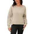 thumbnail image 1 of Sudadera recortada ATHLECHIC para mujeres, suéter de felpa de cuello redondo, suéter oversized de moda, tops de otoño, XL caqui, 1 of 5