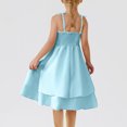 thumbnail image 4 of lcziwo Girls Summer Dresses Spaghetti Strap Ruched A Line Dresses Flowy Tiered Casual Beach Midi Sundress Blue 9-10 Years, 4 of 8