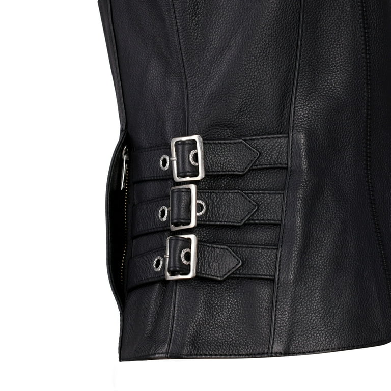 True Element Women's Side Buckled Zip Front Leather Vest True Element Women's Side Buckled Zip Front Leather Vest
