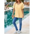 thumbnail image 6 of Womens Oversized Tshirts Knit V Neck Short Sleeve Tunic Tops Summer Casual Loose Fit Tee Shirts, 6 of 7