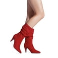 thumbnail image 5 of Dream Pairs Women Pointed Toe Mid Calf Boots Stiletto High Heel Slouch Zipper Boots KIMLY RED/SUEDE Size 10, 5 of 6