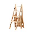 thumbnail image 1 of Luzkey Folding Step Ladder Chair Library Stairs Chair Flower Rack Ladder Stool Shelf Library Steps Bookshelf for Outdoor Bedroom Yard Wood, 1 of 8