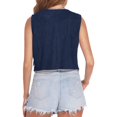 thumbnail image 4 of JULMCOMO Faux Suede Vest Tops for Women Fringe Button Down Sleeveless Casual Vest Jacket Cropped Cowboy Western Jacket Navy S, 4 of 7