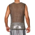 thumbnail image 3 of INSPIRE CHIC Shining Tank Top Men's Party Round Neck Sheer See Through Glitter Sparky Vest T-Shirt S Golden Silver, 3 of 5