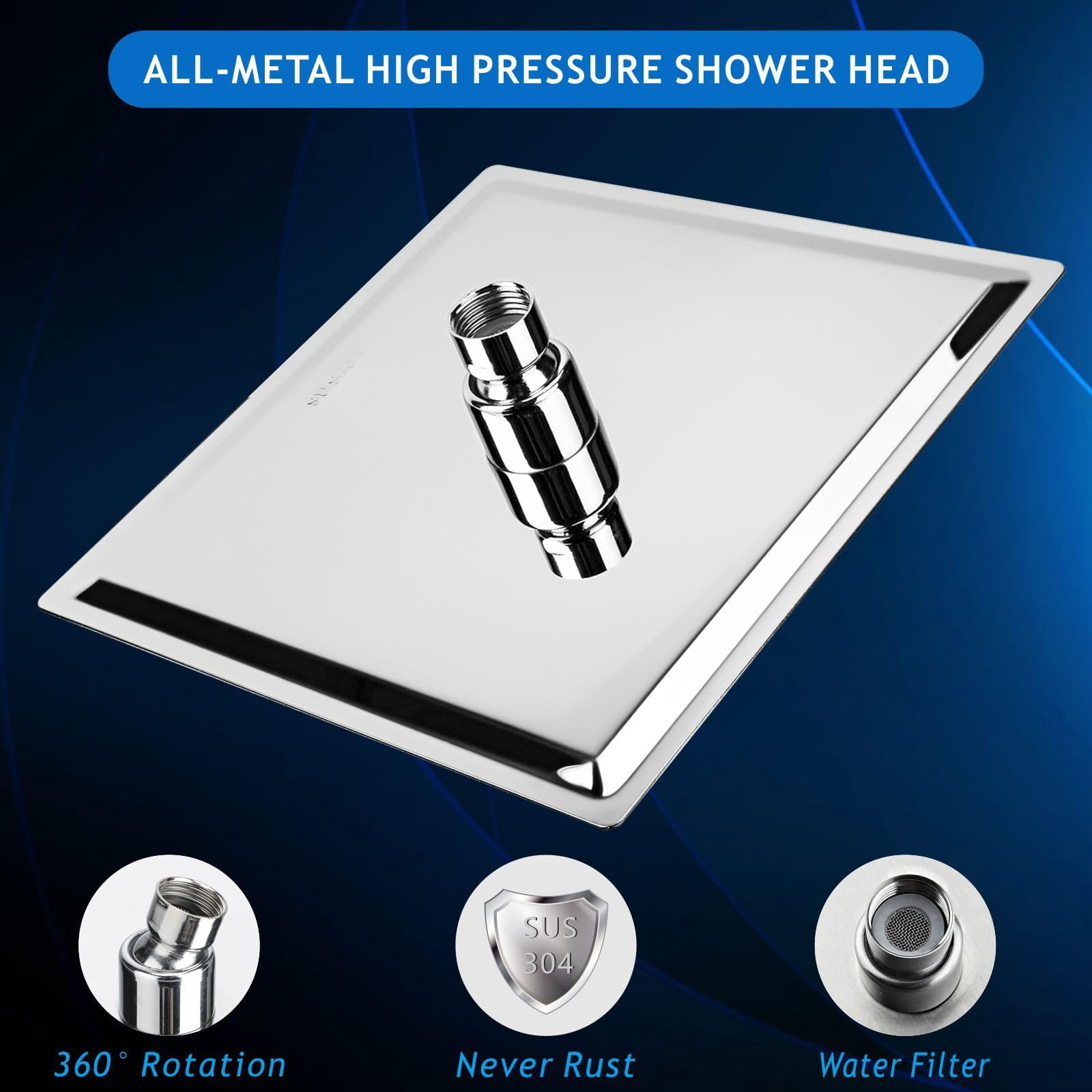 Rain Shower Head  High Made Of 304 Stainless Steel Relaxed Experience Even At Low Water Flow And (6" Chrome)