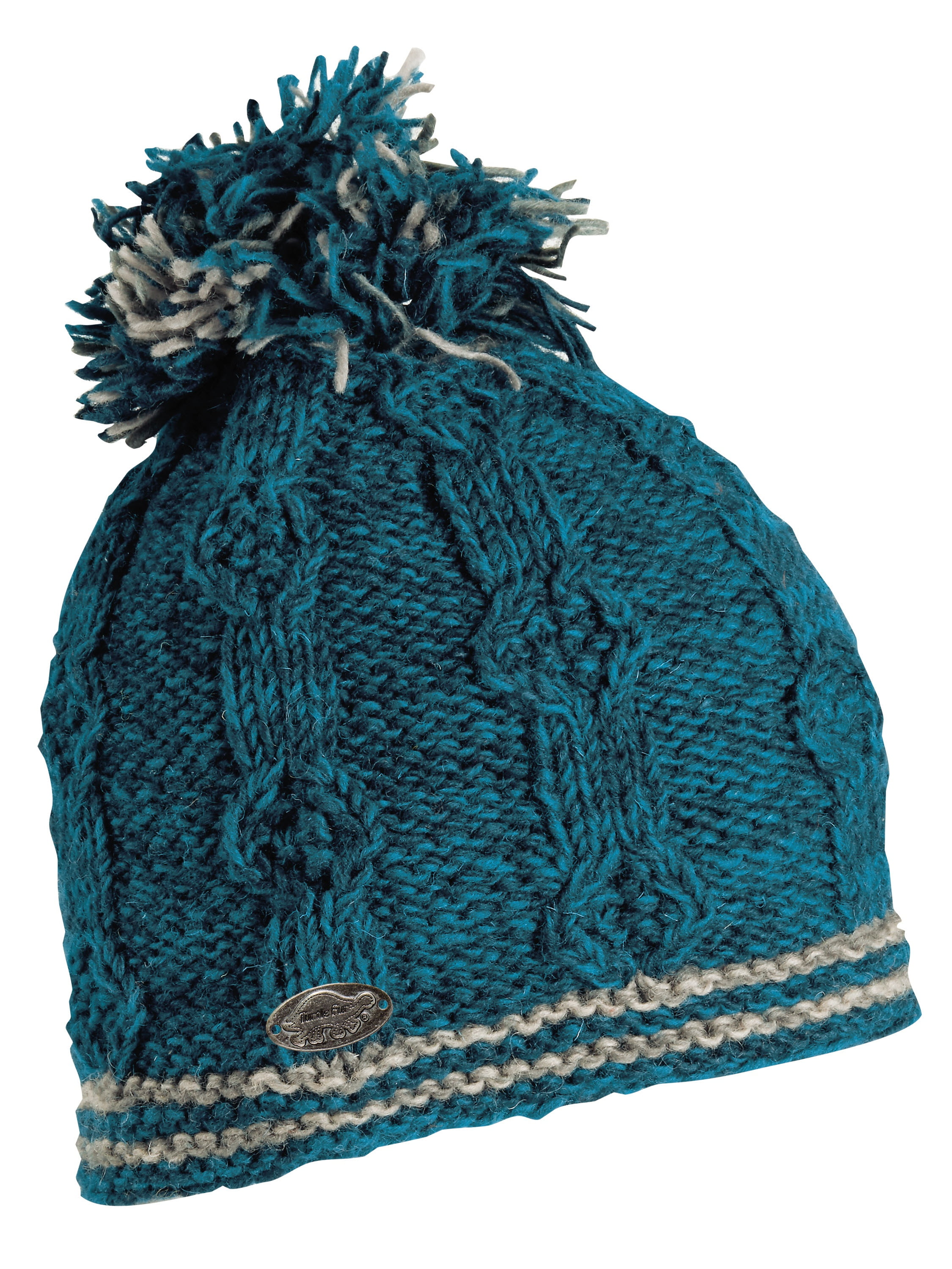 Turtle Fur Bholi Nepal Artisan Hand Knit Wool Pom Hat Red by Turtle Fur