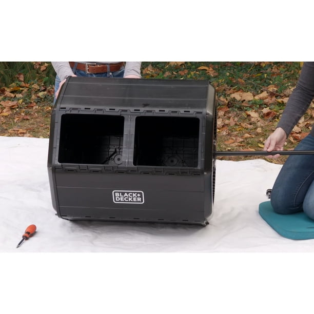BLACK+DECKER Tumbling Outdoor Composter BDSTGA9701, Dual Chamber