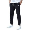 thumbnail image 4 of oqasdz Pants for Men Slim Fit Leather Label Cropped Pants Solid Color Casual Pants with Pocket Trousers, 4 of 4