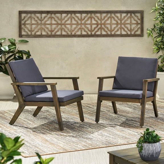 Dark Grey Outdoor Lounging Chair - Club, Wood, 29.69 In. Tall, 31.36 Wide, 25.96 Deep, 22.21 Lb Club Wood Seating, High,