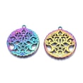 thumbnail image 3 of Ion Plating(IP) 201 Stainless Steel Pendants Flat Round with Star & Moon Rainbow color 33.5x30x1.5mm Hole: 2mm, 3 of 3