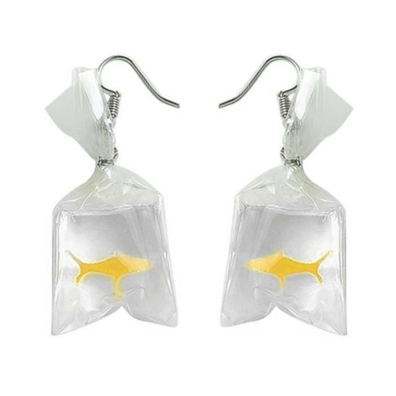 NUZYZ Goldfish Water Bag Shape Dangle Hook Earrings Charm Women Jewelry Gift