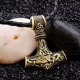 thumbnail image 2 of Myth THOR'S HAMMER Norse Magick Mjolnir Viking Pendant Leather Cord Necklace, 2 of 8