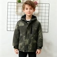 thumbnail image 4 of Cethrio Boys Winter Coats, Thickened Windproof Zip up Warm Winter Outerwear with Hood Army Green Size 9-10 T, 4 of 8