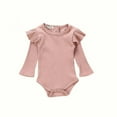 thumbnail image 3 of Eleanos Baby Girl Adorable Long Sleeve Solid Romper Tops Denim Trousers Outfits Clothes, 3 of 6