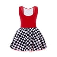 thumbnail image 4 of YEAHDOR Kids Girls Halloween Clown Carnival Performance Outfit Sleeveless Checkerboard Print Tutu Dress Red 16, 4 of 7