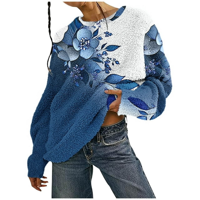RKSTN Blouses pour Femmes, Chaudes, Double Face, Imprimé Quotidien, Chandail à Manches Longues, Décontracté