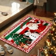 thumbnail image 4 of Alfombra navideña de punto para baño | Fibra de poliéster absorbente | Diseño navideño multicolor con Papá Noel, muñeco de nieve y reno | Alfombra antideslizante para puerta de entrada | Decoración, 4 of 6
