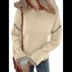 thumbnail image 3 of Suéteres para Mujer, Cuello Redondo Liso, Corte Holgado, Larga, Punto en Contraste, Jersey, Tops Albaricoque S, 3 of 7