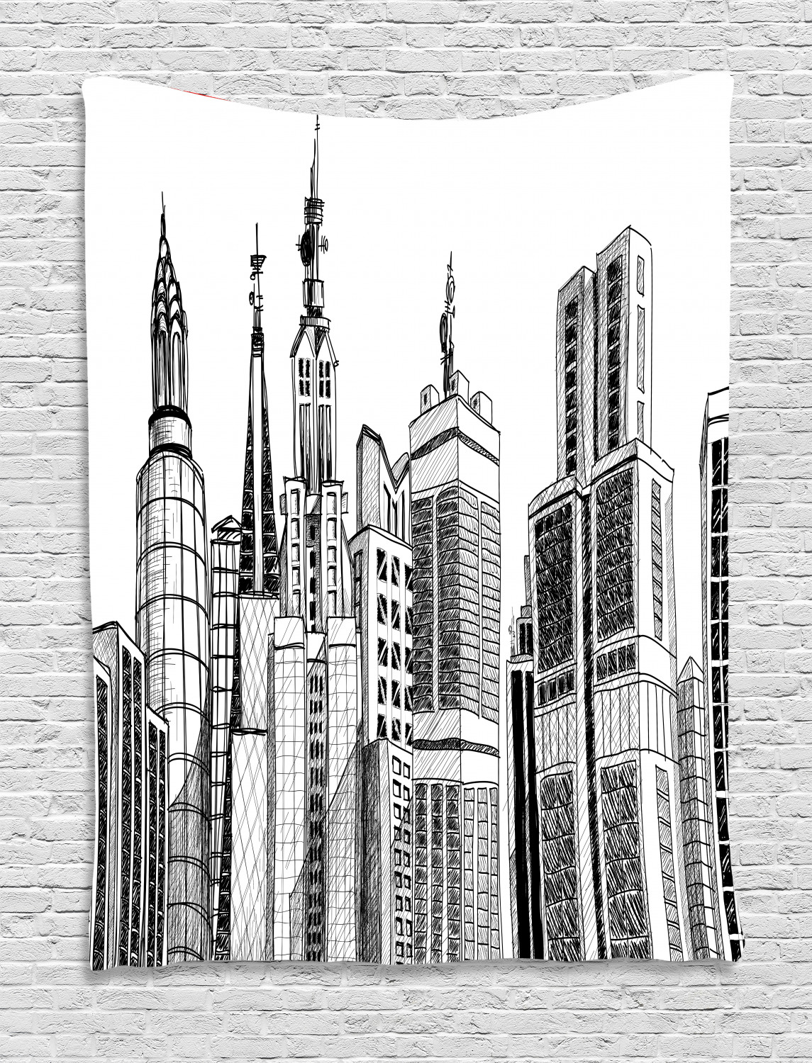 Cityscape Tapestry, Urban Arhitecture Sketch Skyscraper Metropolis