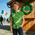 thumbnail image 5 of Yourumao Boys St. Patrick's Button Down Shirts Clover Printed Lapel Collar Short Sleeve Tshirts Theme Party Tops 2-15Y, 5 of 7
