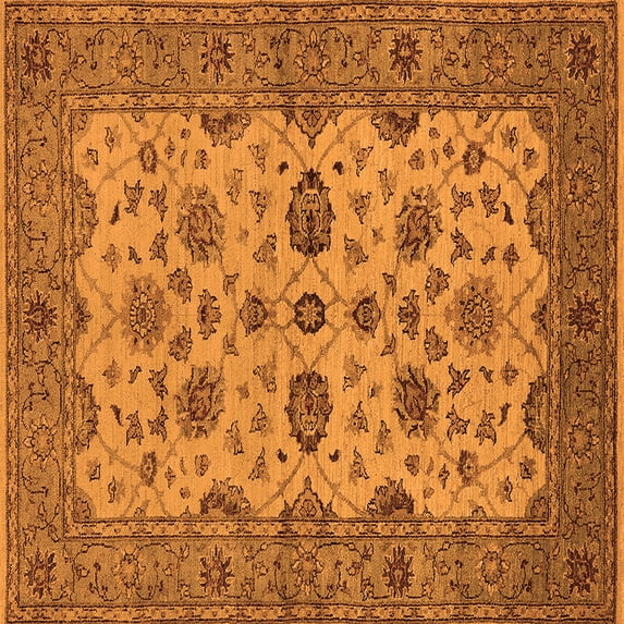 Ahgly Company Indoor Square Oriental Orange Traditional Area Rugs, 7' Square