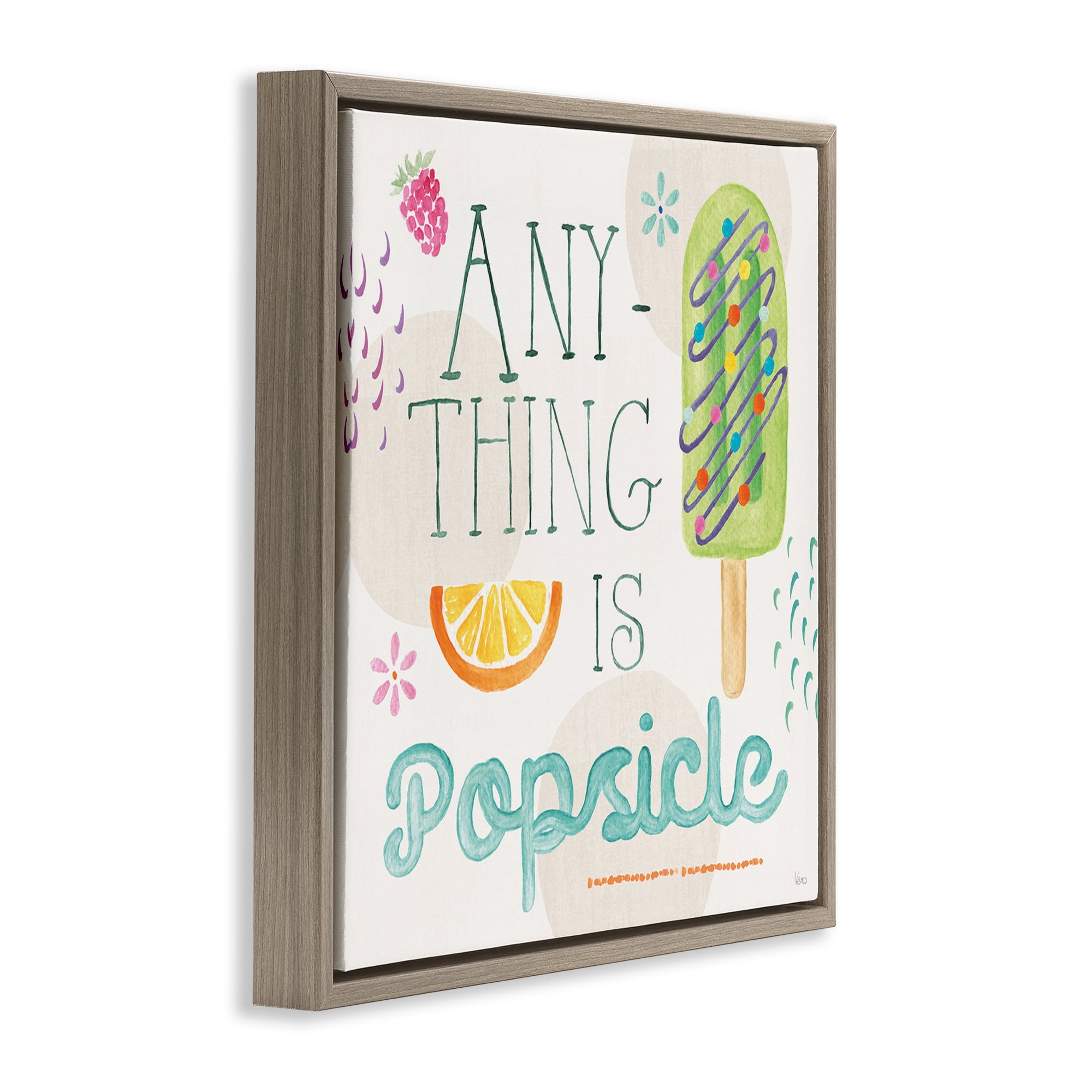 Stupell Industries Anything Is Popsicle Food & Beverage Painting Brown Floater Framed Canvas Art Print Wall Art, 25 x 25