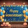 thumbnail image 4 of Blue Theme Happy Workiversary Banner Office Celebration Gold Stars Balloon Decoration for Company Event Workplace Party Milestone, 4 of 8