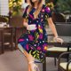 thumbnail image 3 of Easygdp Colorful Mexican para Vestido Transpirable de Mujer, Vestido Suelto de Manga Corta con Pliegues y Bolsillos para el Verano, 3 of 6