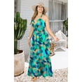 thumbnail image 3 of LA LEELA Women's A-Line Maxi Smocked Top Frill Dress Long Sleeveless Casual Tube Dresses for Women S-M Leaves, Blue, 3 of 5