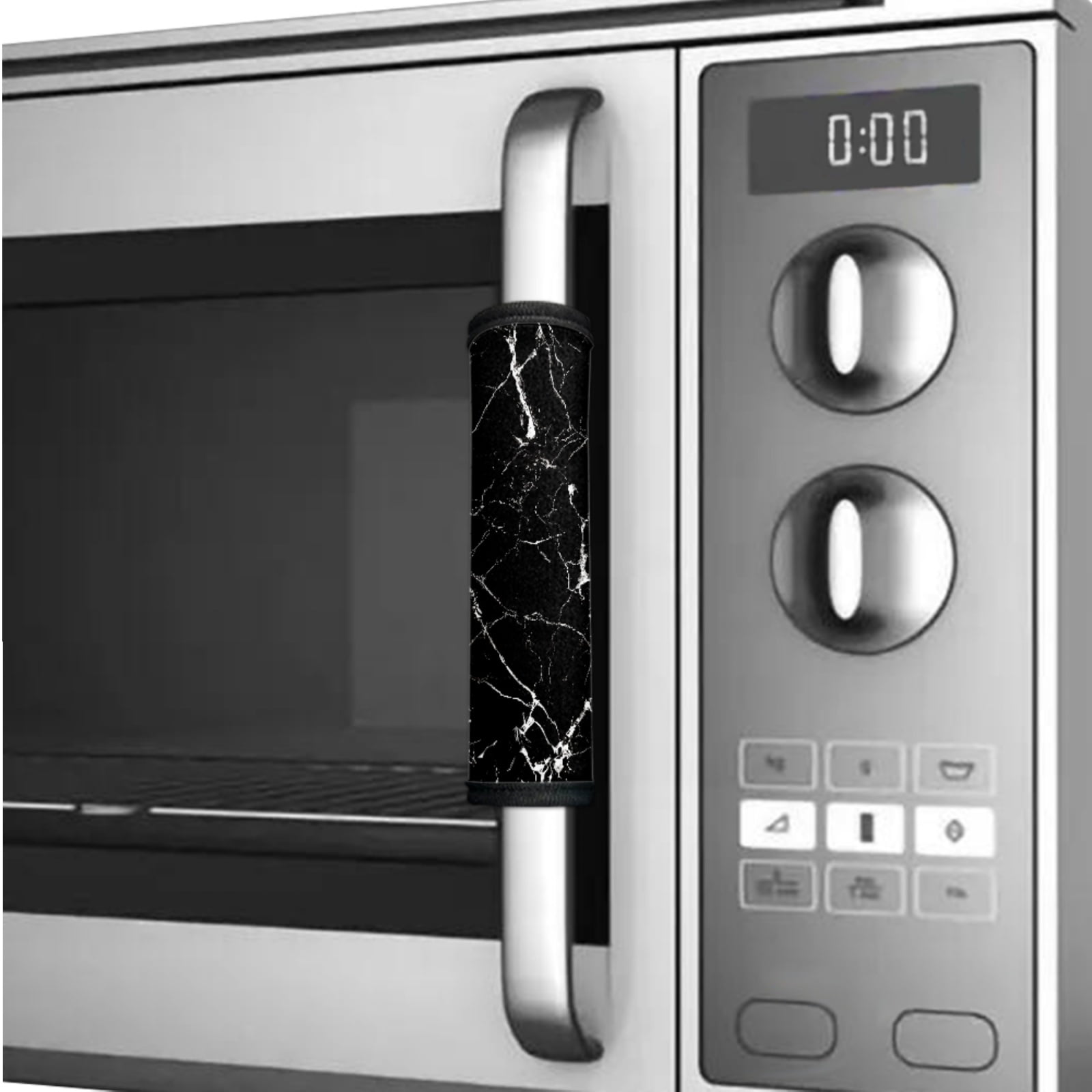 SEANATIVE 6 PCS Refrigerator Door Handle Covers Kitchen Appliances Handle Protector Washable Door Cloth Protector Keep Off Smudges, Stain, Wear and Tear, Black Marble White Crack