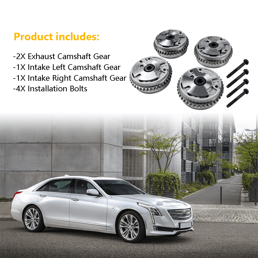 4PCS Intake Exhaust Variable Valve Timing VVT Sprocket Cam Phaser Camshaft Gear w/Bolt | Fit for Buick Cadillac ATS CTS Chevrolet Camaro GMC Pontiac Saab Saturn Suzuki | OE 12626160 12626161 12624464