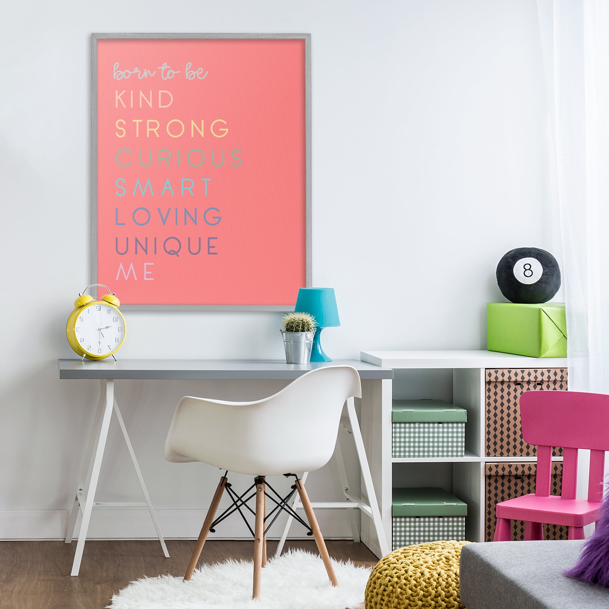 Stupell Industries Born To Be Adjectives Gray Framed Giclee Art, design by Anna Quach