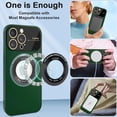thumbnail image 3 of Magnetic for iPhone 15 Pro Max Case Compatible with Magsafe [Glass Lens Camera Protector] Shockproof Hard PC Matte Back Protective Soft TPU Edge Phone Cases for iPhone 15 Pro Max Dark Green, 3 of 14