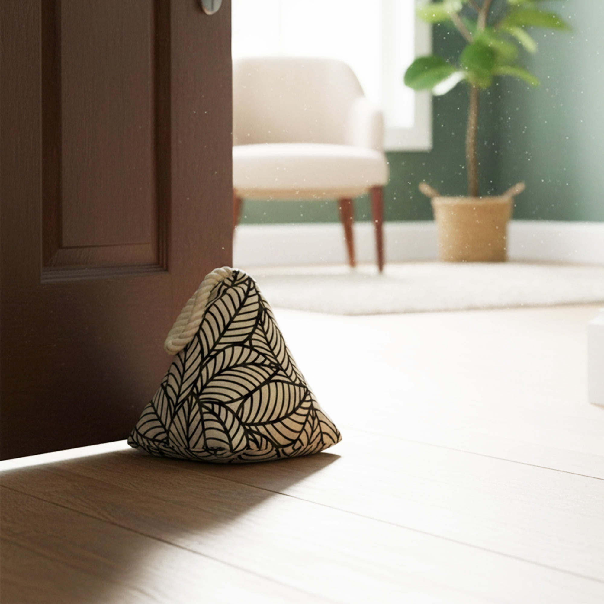Jungle Print Cotton Weighted Bag Door Stop 2.3 lbs Black