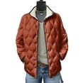 thumbnail image 2 of felwors Women's Quilted Barn Jackets Trendy Puffer Coats Quilted Bomber Jacket Lightweight Warm Winter Outerwear with Pockets Orange, XS, 2 of 8