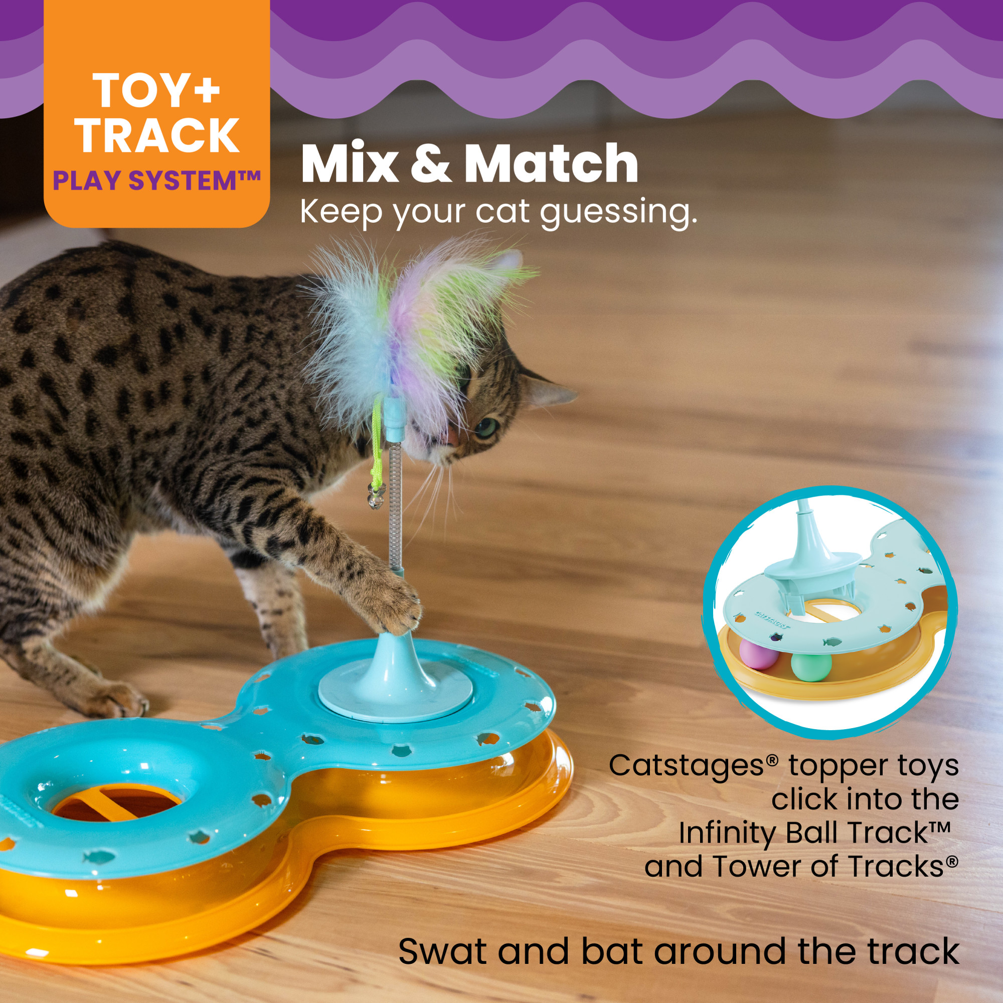 Catstages Meowsome Infinity Ball Track for Cats, Blue photo 5
