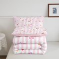thumbnail image 5 of Manfei Cartoon Stripe Bow Twin Comforter Sets,Cute Floral Duck Bedding Set,Pink Reversible,2-Piece,1 Comforter and 1 Pillowcase, 5 of 7