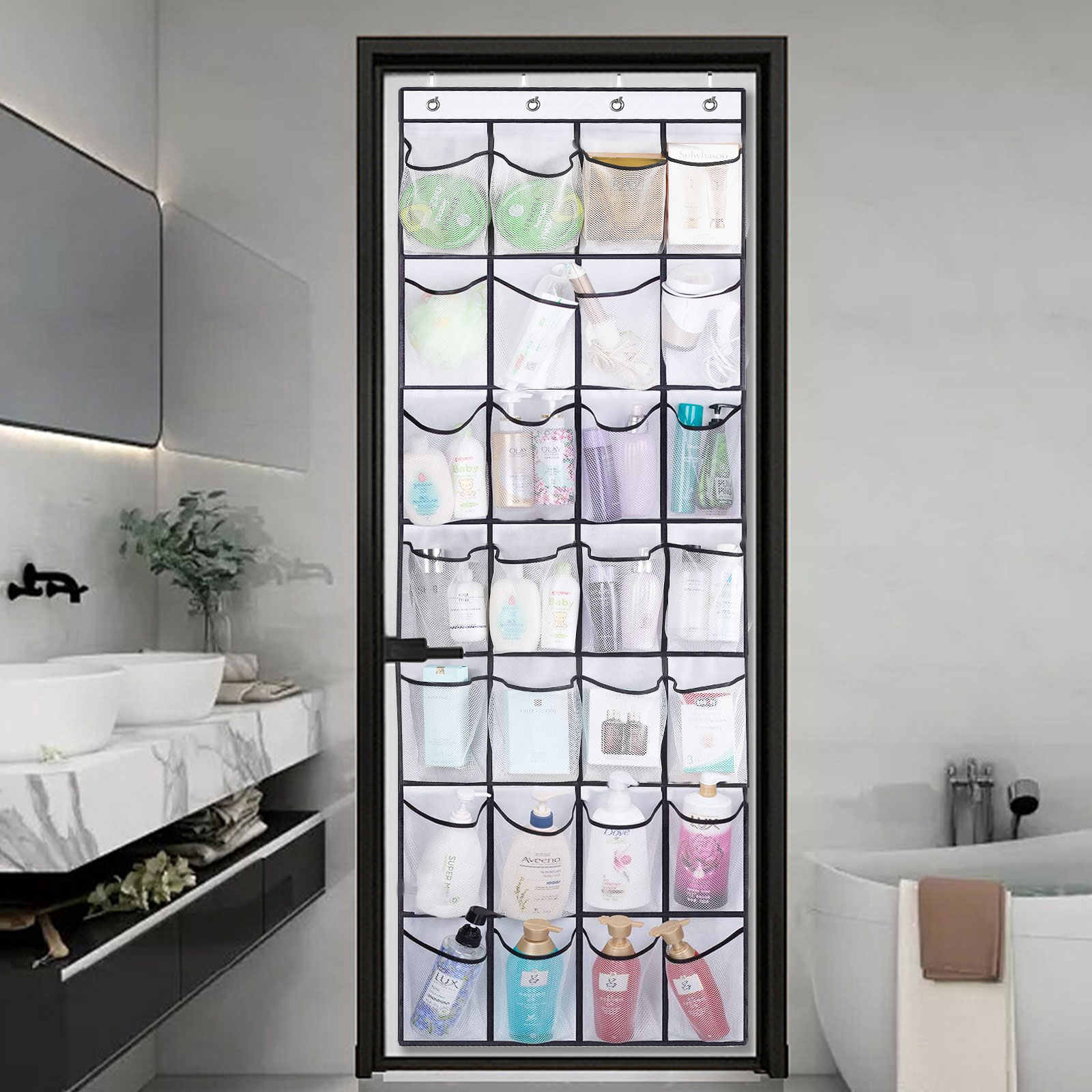 Kusmil Over the Door Shoe Organizer, 28 Pocket White photo 6