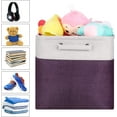thumbnail image 4 of Fabric Cube Storage Bo es Foldable Storage Bins 13-Inch Dark Purple and Silver Khaki Patchwork Storage Baskets Cube Storage Bins with Handle Cubes Inserts Storage for Home and Office, 4 of 7