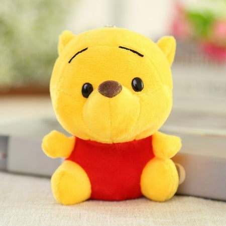 10cm Disney Winnie The Pooh Bear Anime Cute Cartoon Plush High Quality Keychain Pendant Kid Birthday Gifts Toys Children