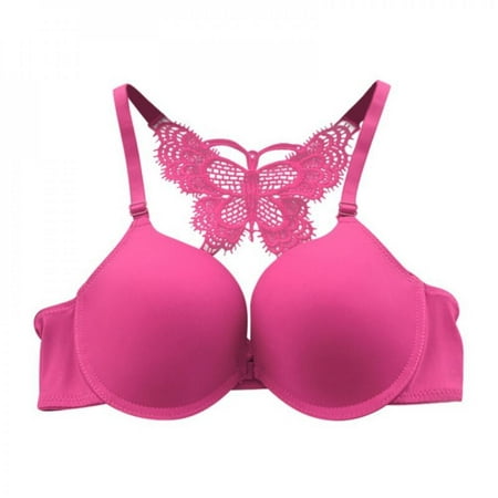 

Shop Clearance! Women Cozy Front Closure Push Up Solid Bras Y-Line-Straps Lace Butterfly Back Charming Smooth Padded Underwear Bras