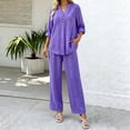 thumbnail image 6 of Ashirexll Womens 2 Piece Outfits Fashion Linen Blend Long Sleeve Top with Matching Pants Pocket Casual Set, 6 of 7
