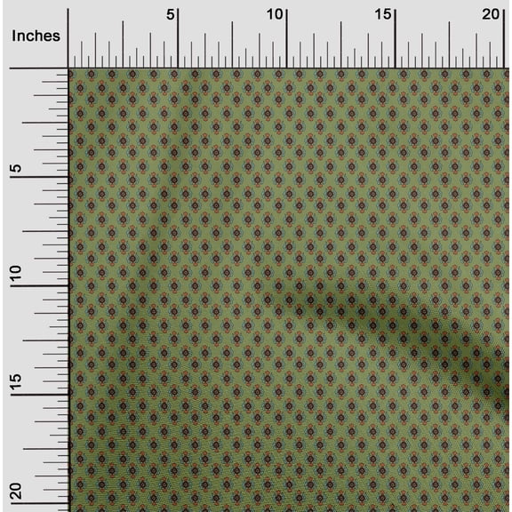 oneOone Organic Cotton Poplin Twill Fabric Damask & Floral Block Printed Fabric 1 Yard 42 Inch Wide