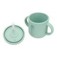 thumbnail image 4 of Vasos de silicona con doble asa, ligeros, para entrenamiento infantil, con tapa hermética, para casa y viajes, color verde, 4 of 14
