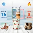 thumbnail image 4 of 40oz Red Cherry Fruit Pattern Stainless Steel Flip Straw Tumbler Spill Proof Travel Cup Double Wall Vacuum Insulated Coffee Mug with Top Handle, 4 of 6